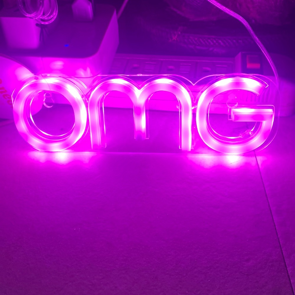 OMG 😱 hot pink, neon light lightens up the whole room with the light turned off